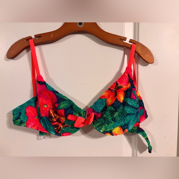 Vintage 80s/90s Sassafras Colorful Floral Bikini Top - Picture 2 of 8